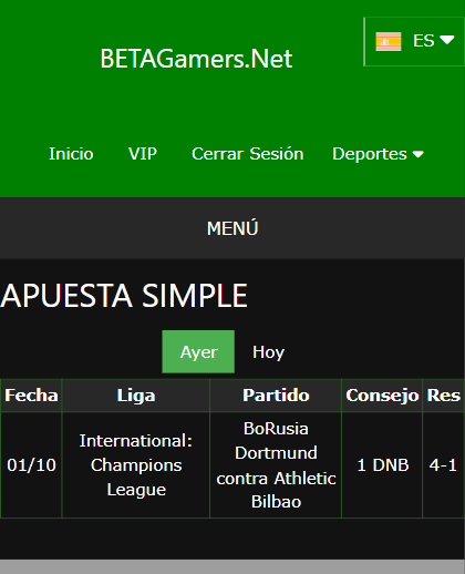 boleto de apuesta vip ganada